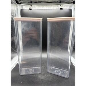 Vintage Corning Ware Tall Rectangular Plastic Storage Canisters Set of 2 Clear